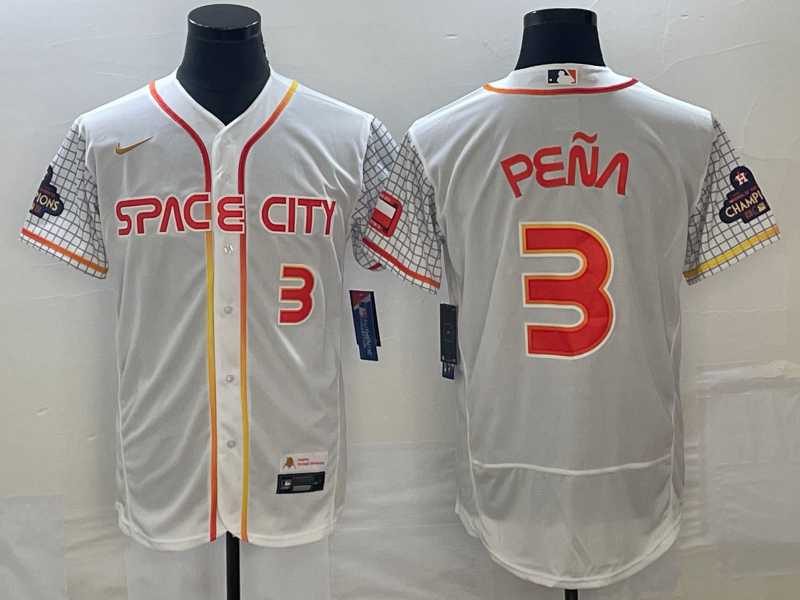 Mens Houston Astros #3 Jeremy Pena Number White 2023 City Connect Flex Base Stitched Jersey->houston astros->MLB Jersey